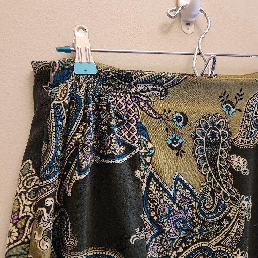 Vtg 90s Y2k Paisley Maxi Skirt Purple & Green Dark Fairy Whimsigoth Boho Earthy - Picture 6 of 9